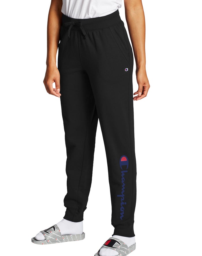 Champion Powerblend Fleece Script Logo Joggingbroek Dames - Zwart - Belgie 3742TCNJD